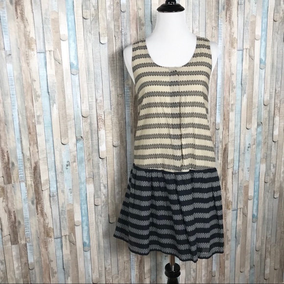 Madewell XS Trellis Stripe Drop Waist Dress Shift - Picture 2 of 8